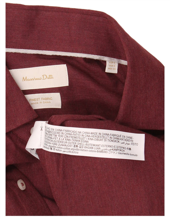 Camisa masculina Massimo Dutti pequena algodão Borgonha