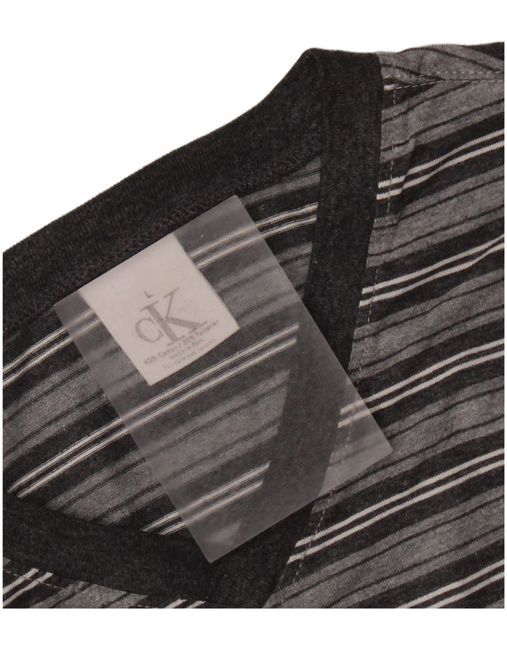 Camiseta masculina CALVIN KLEIN grande algodão listrado cinza