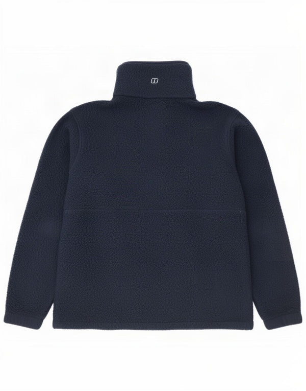 Berghaus Suéter feminino de lã grande com zíper e gola UK 10 pequeno azul marinho