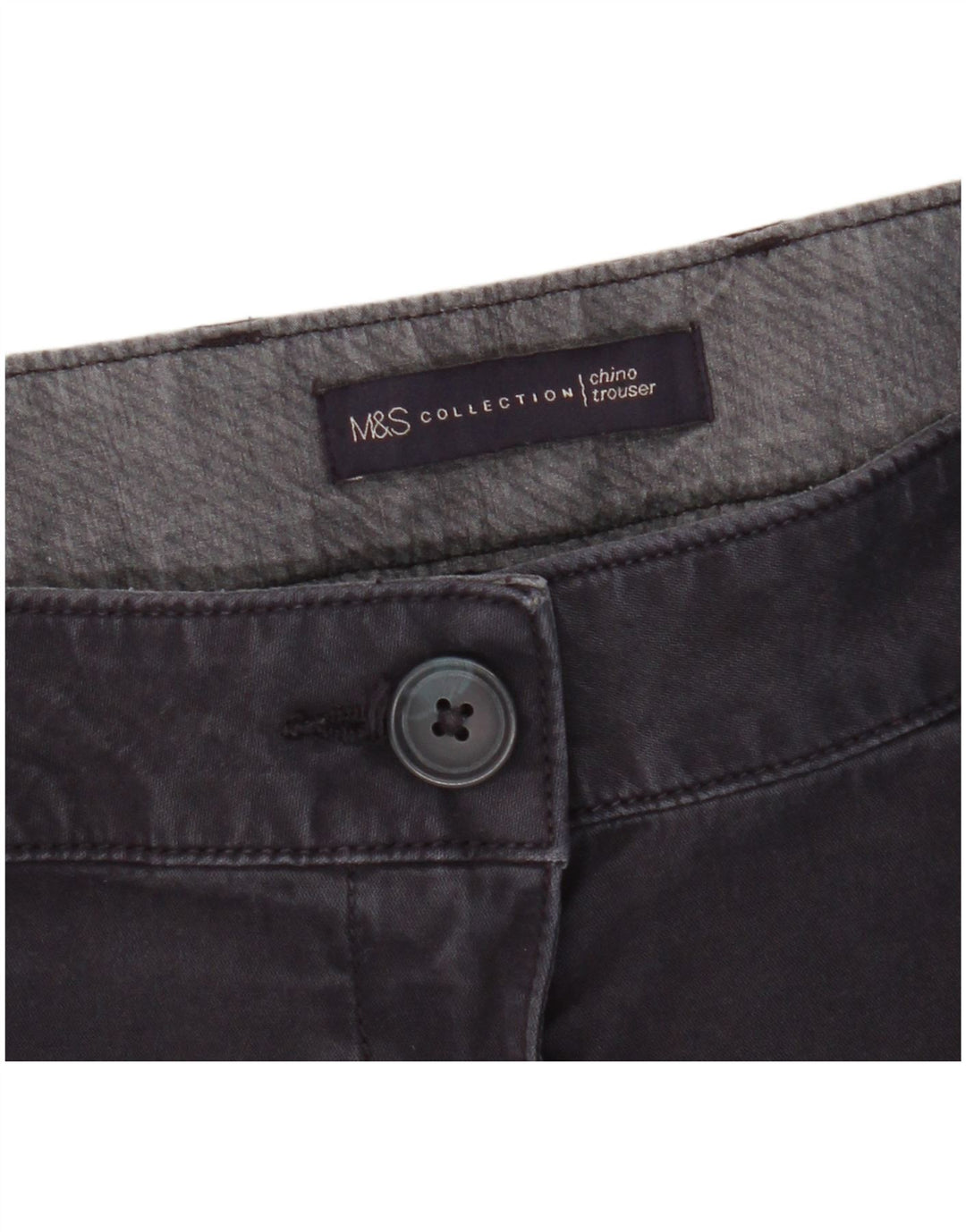 Calça chino reta feminina Marks & Spencer W38 L28 azul marinho