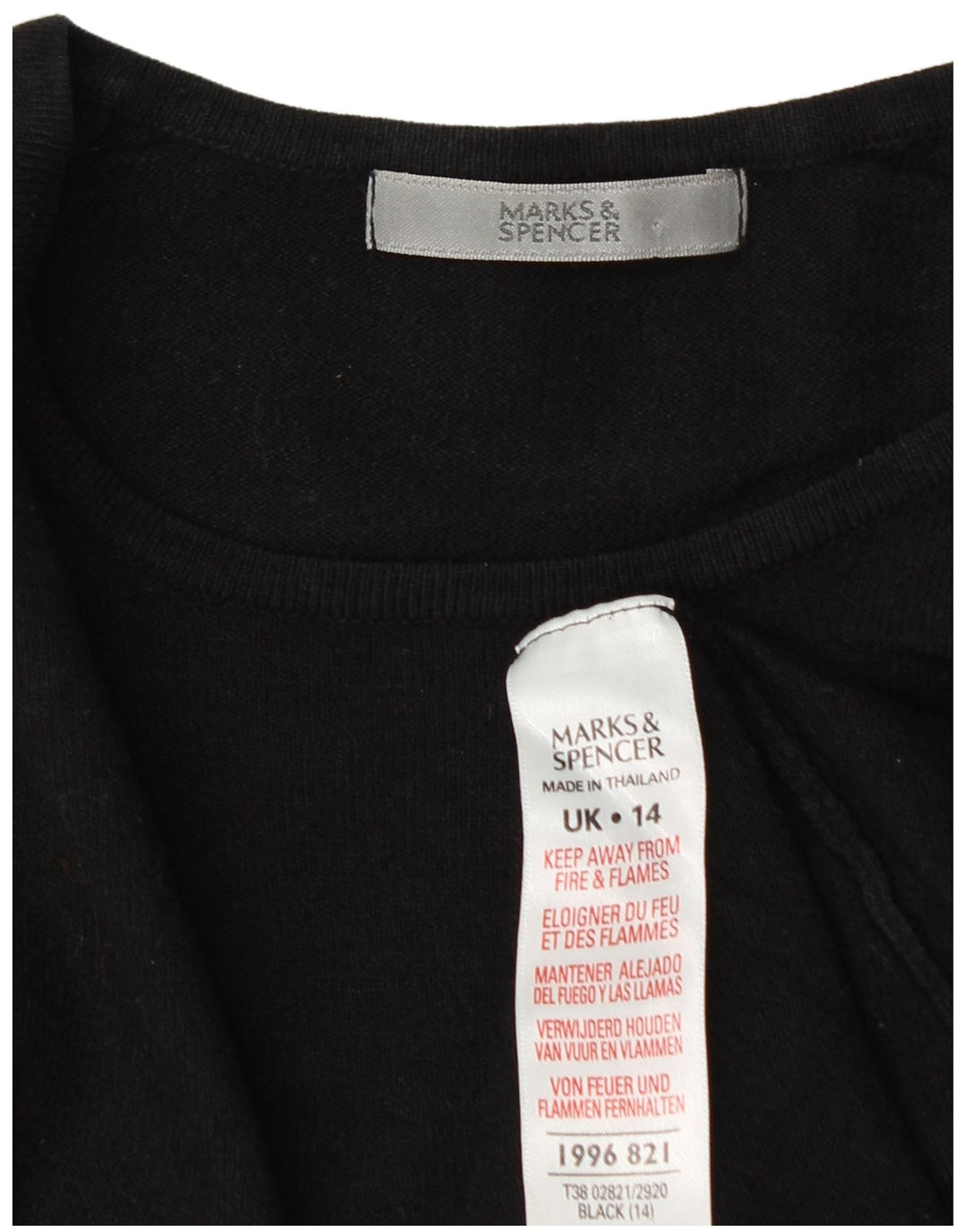Suéter feminino Marks & Spencer com gola canoa e gola redonda Reino Unido 14 médio preto