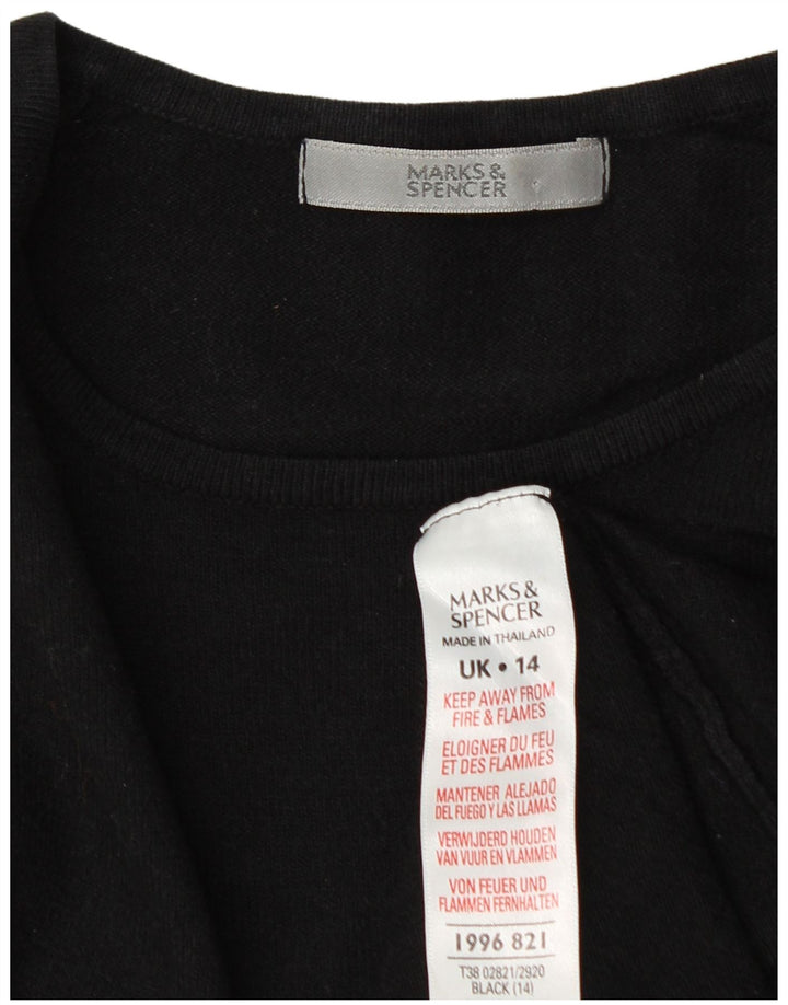 Suéter feminino Marks & Spencer com gola canoa e gola redonda Reino Unido 14 médio preto