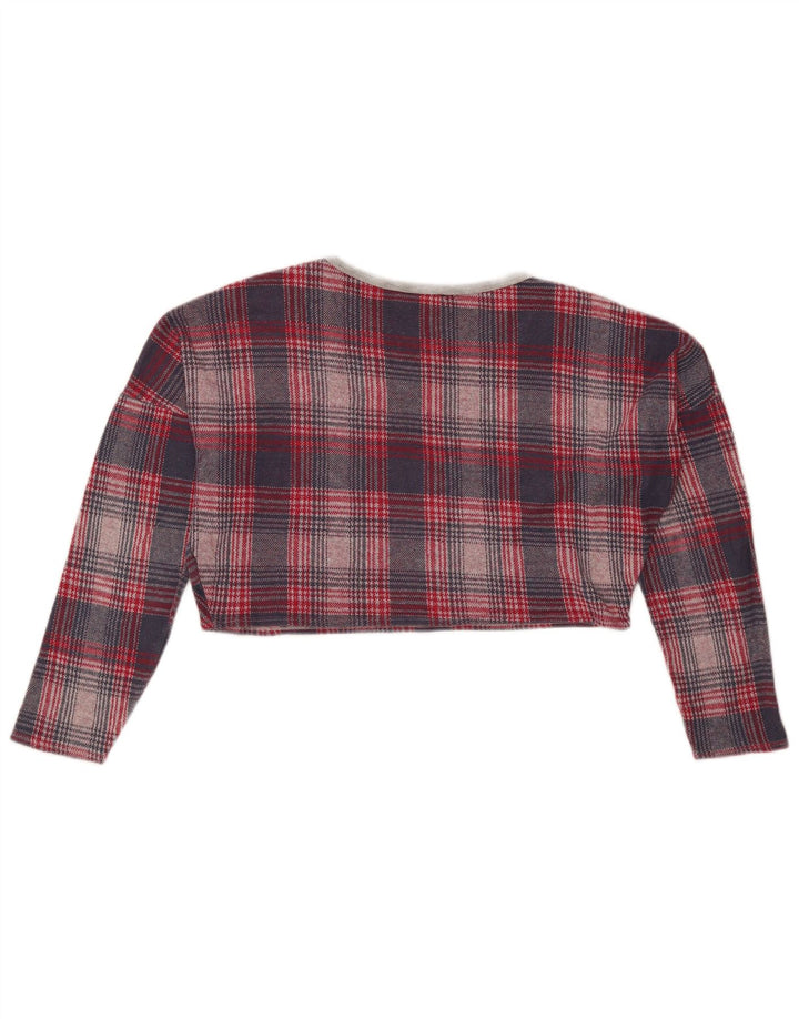 Topshop feminino cropped oversized manga comprida Reino Unido 8 pequeno houndstooth vermelho