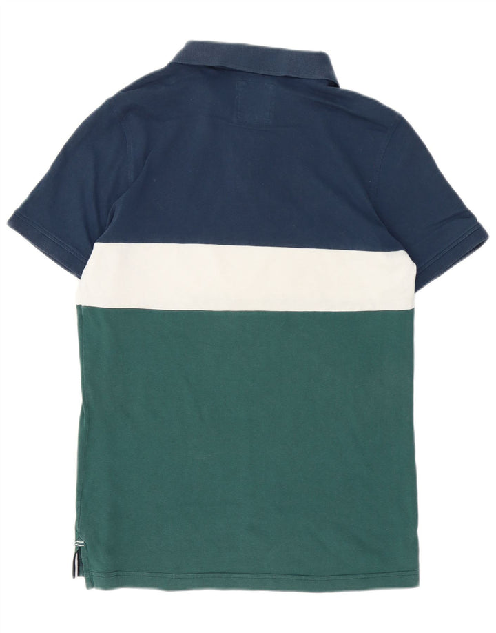 Camisa polo masculina Crew Clothing azul médio algodão colorblock