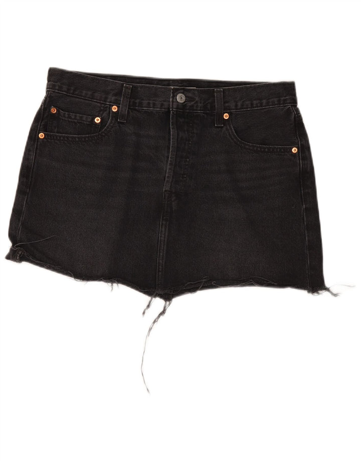 Saia jeans feminina Levi's W31 algodão preto médio