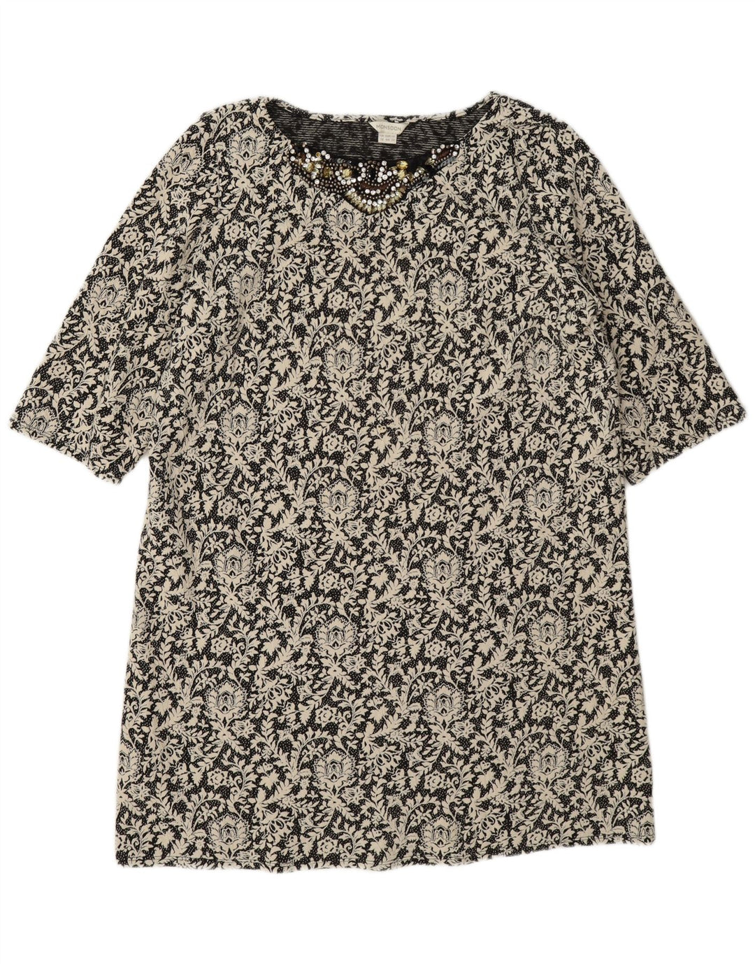 Vestido feminino Monsoon Shift UK 16 grande algodão floral preto