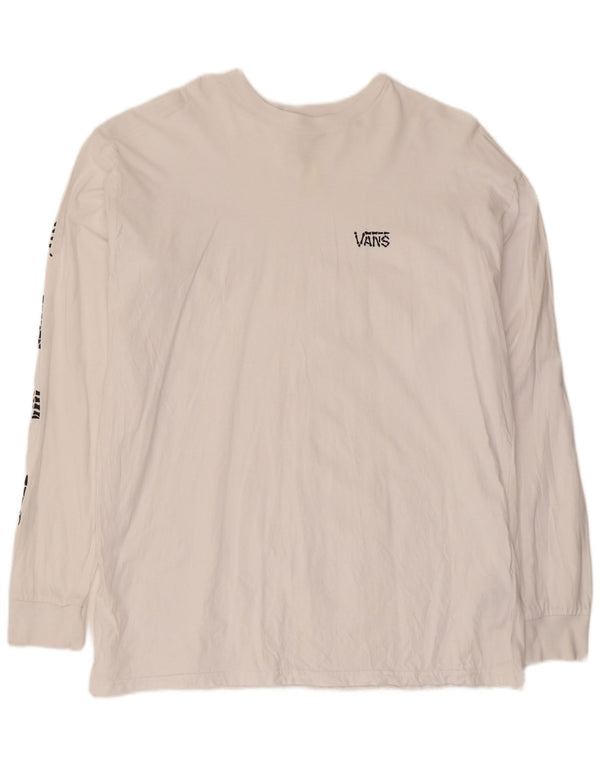 Vans Mens Graphic Top Manga Longa Grande Algodão Branco
