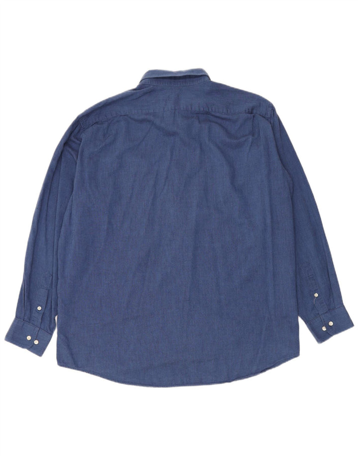 Camisa masculina Lacoste tamanho 43 XL azul algodão
