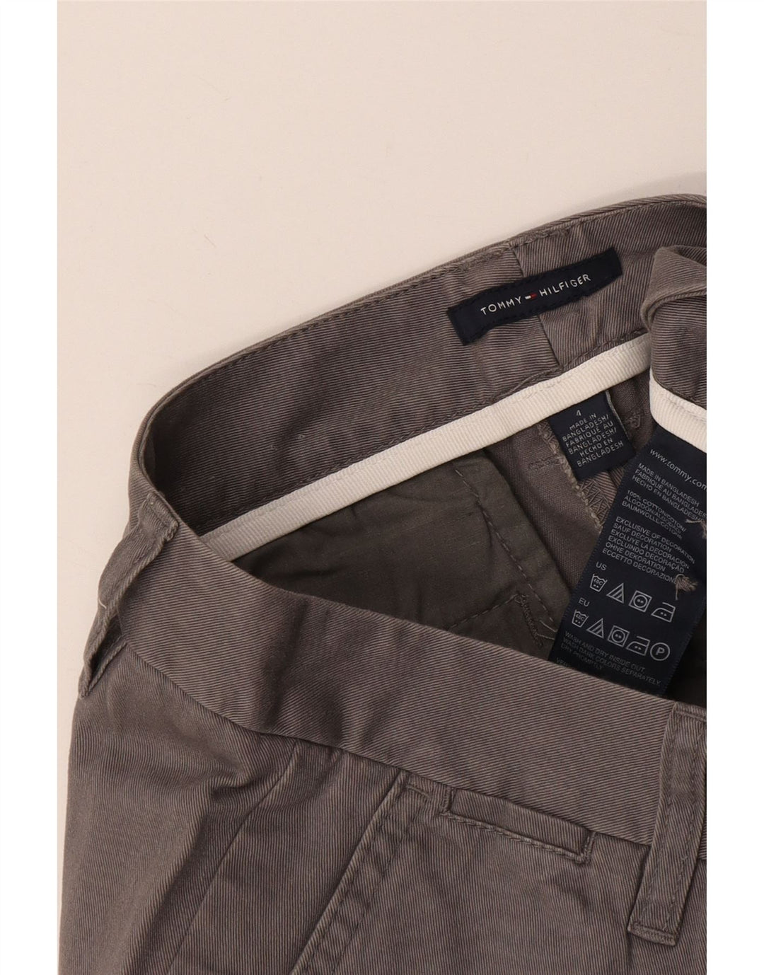 Calça feminina TOMMY HILFIGER reta cortada EUA 4 pequeno W25 L22 cinza