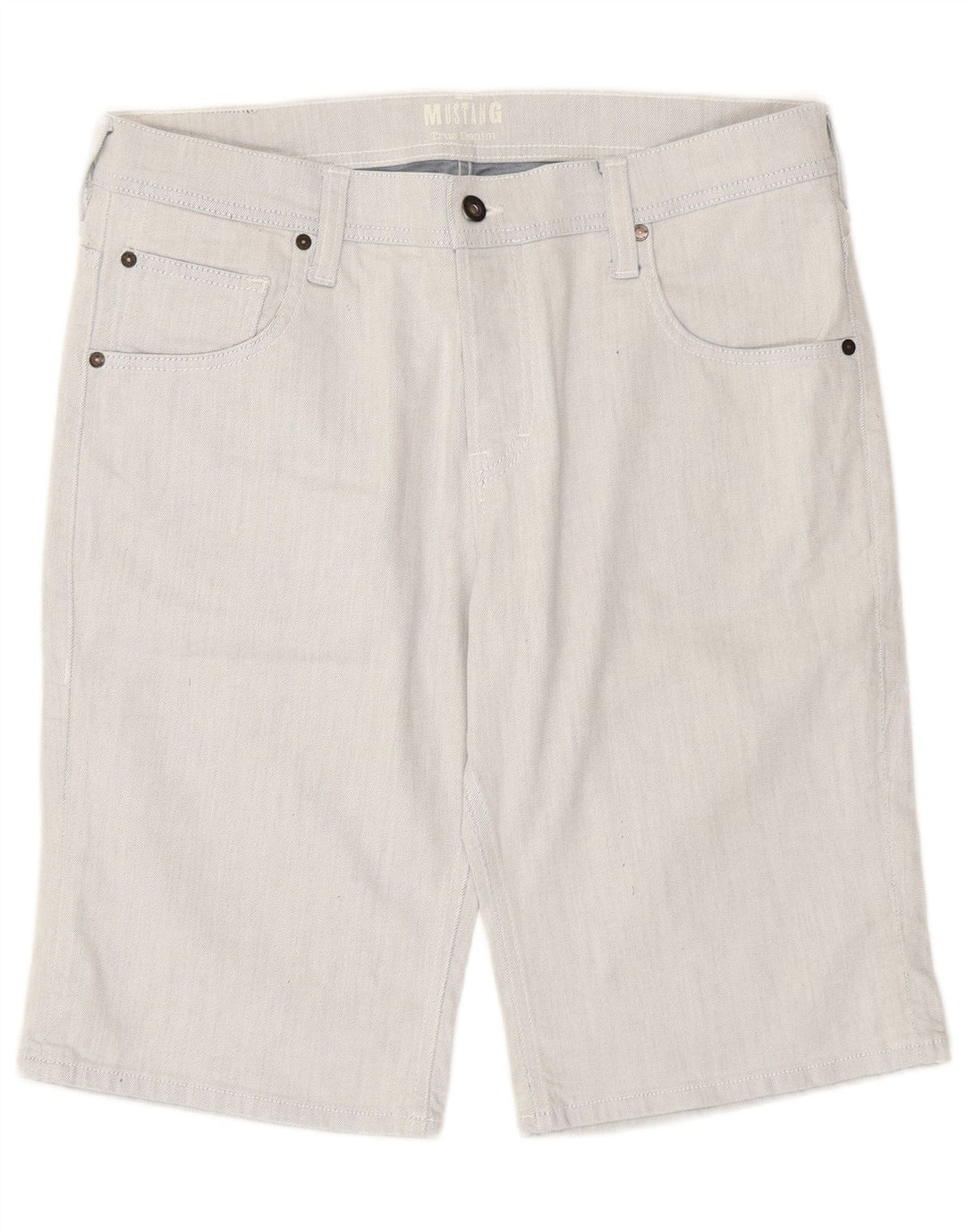 Shorts jeans masculino Mustang W35 grande algodão listrado azul