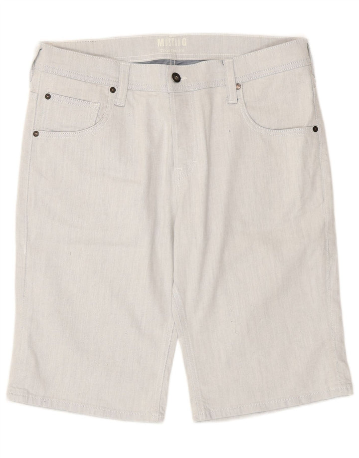 Shorts jeans masculino Mustang W35 grande algodão listrado azul