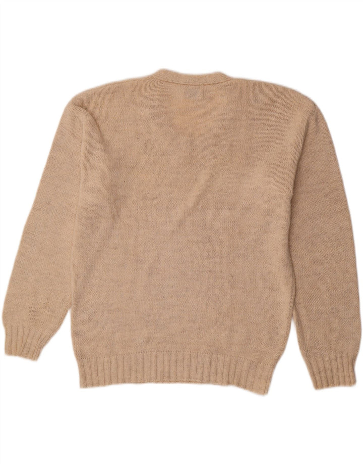 Suéter masculino BENETTON com decote em V, pequeno algodão bege