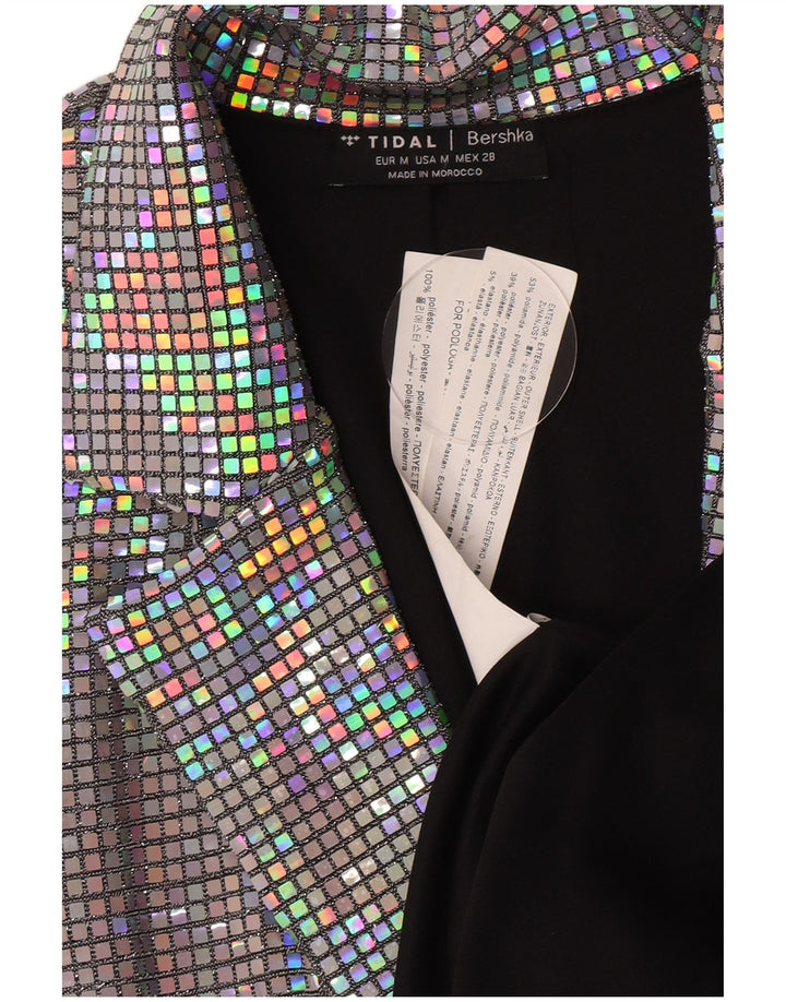 Bershka Womens Longline Blazer Jacket UK 12 Médio Multicolorido Poliamida
