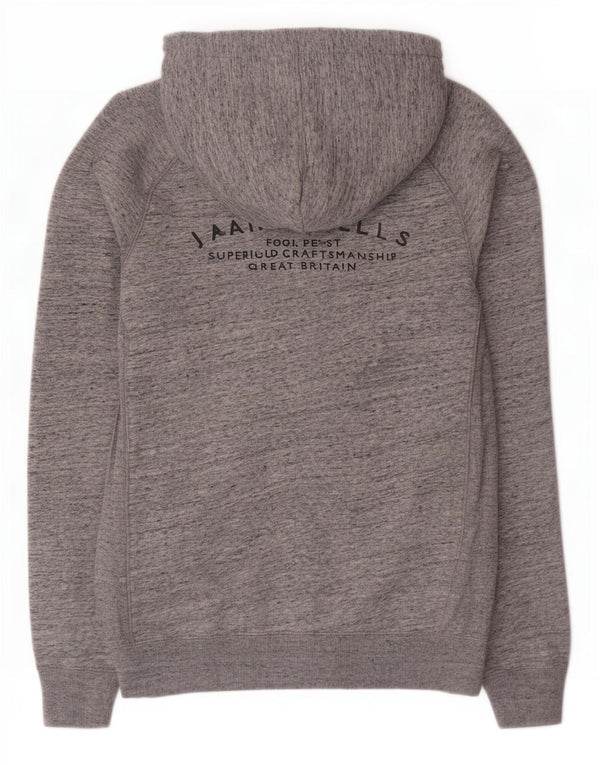 Jack Wills Suéter masculino com capuz e zíper pequeno algodão manchado cinza