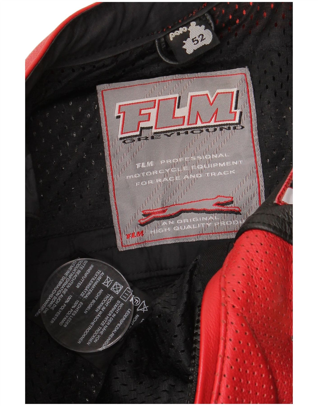 FLM Mens Motorcycle Graphic 2 peças conjunto IT 52 grande couro multicolorido