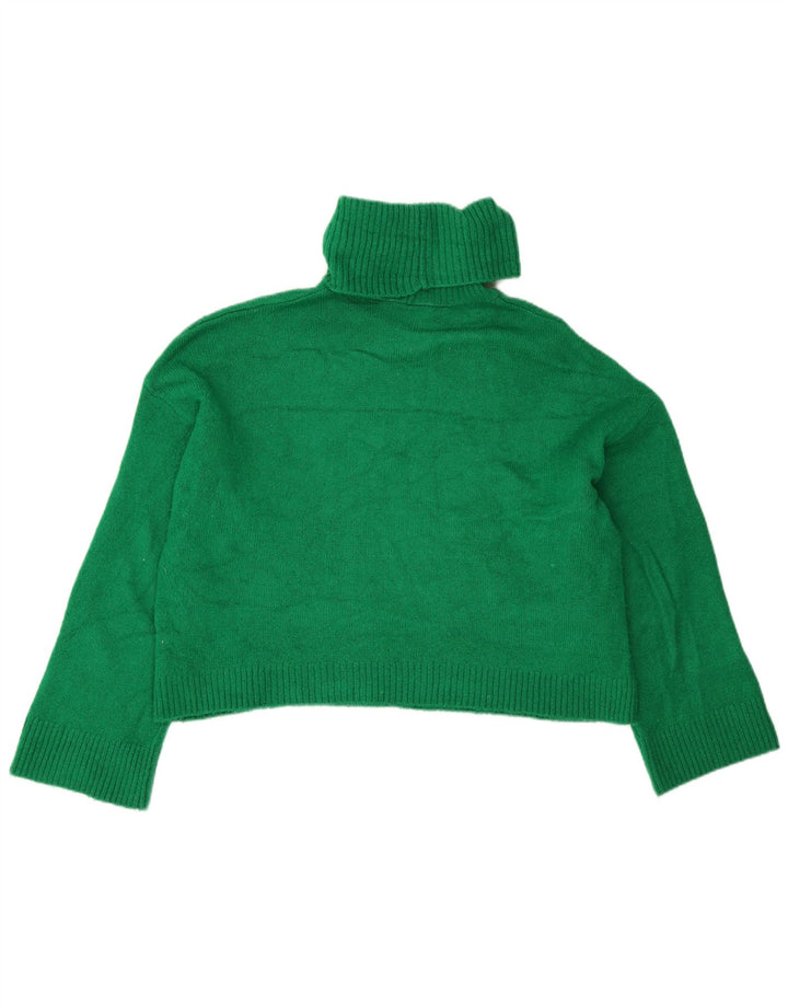 Zara Suéter feminino cropped oversized com gola redonda Reino Unido 10 pequeno verde
