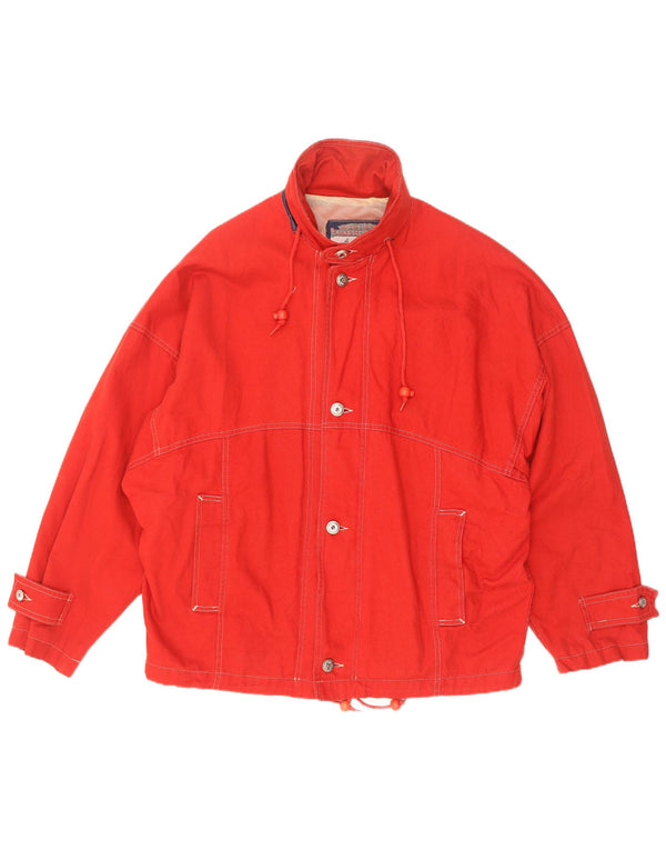Jaqueta utilitária masculina vintage para iate com capuz e ajuste solto Reino Unido 38 vermelho médio