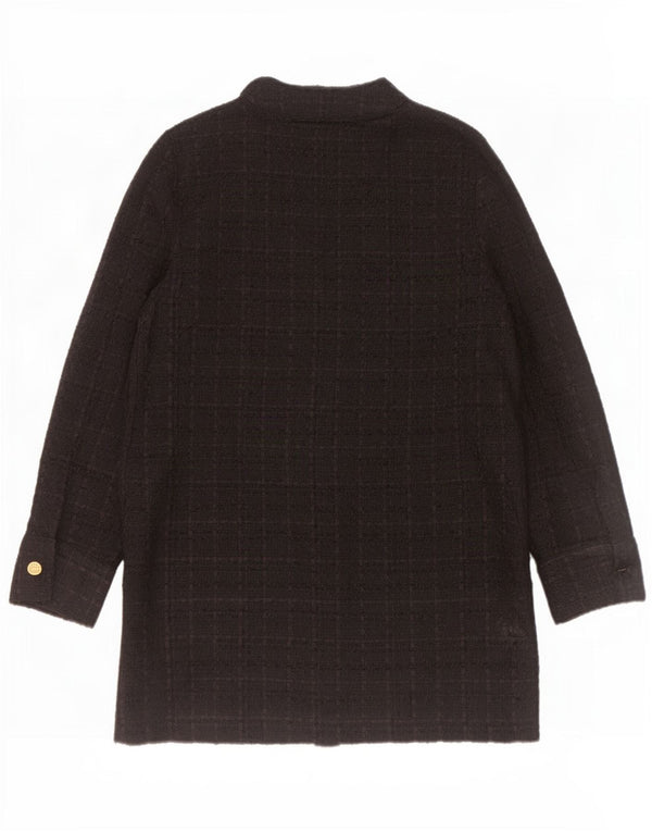 Jaqueta blazer feminina Zara com 6 botões Reino Unido 14 poliéster xadrez preto médio