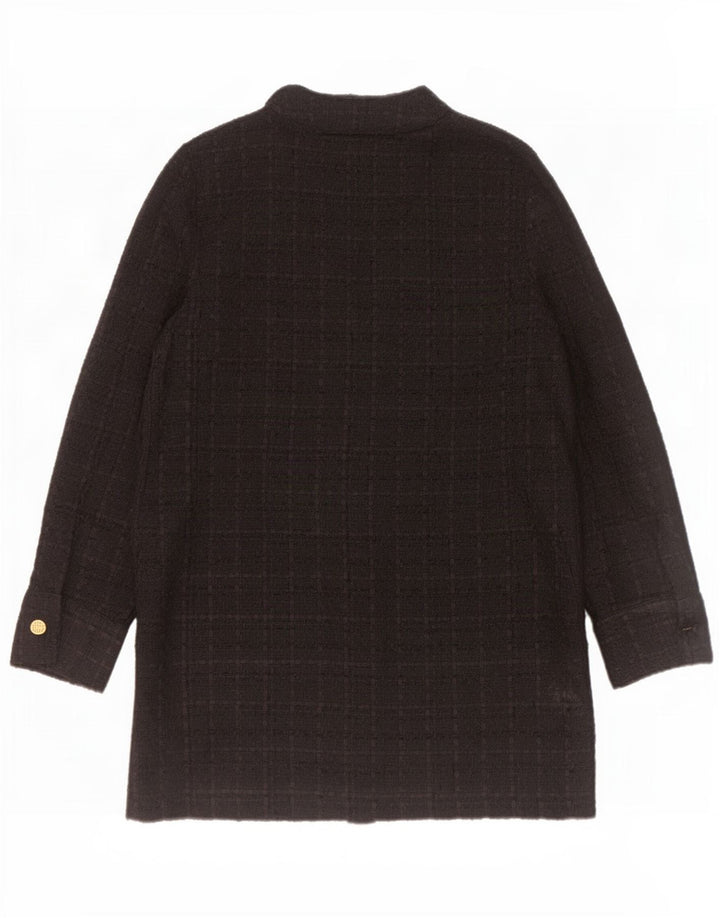 Jaqueta blazer feminina Zara com 6 botões Reino Unido 14 poliéster xadrez preto médio