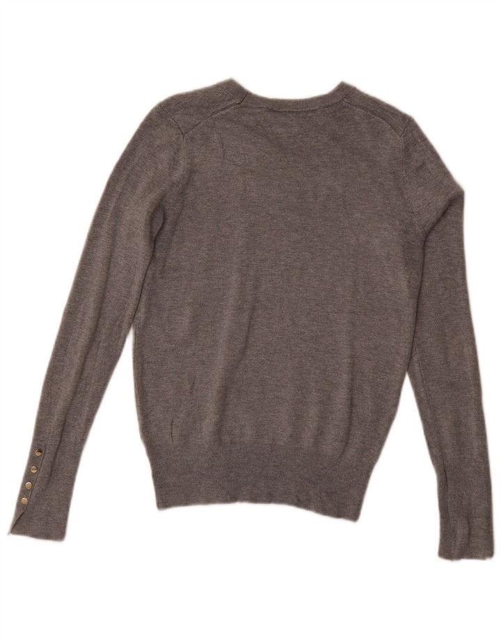 Suéter feminino Zara com gola canoa UK 12 cinza médio