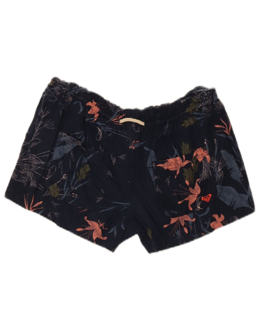 Roxy Shorts feminino casual pequeno W27 azul marinho floral linho