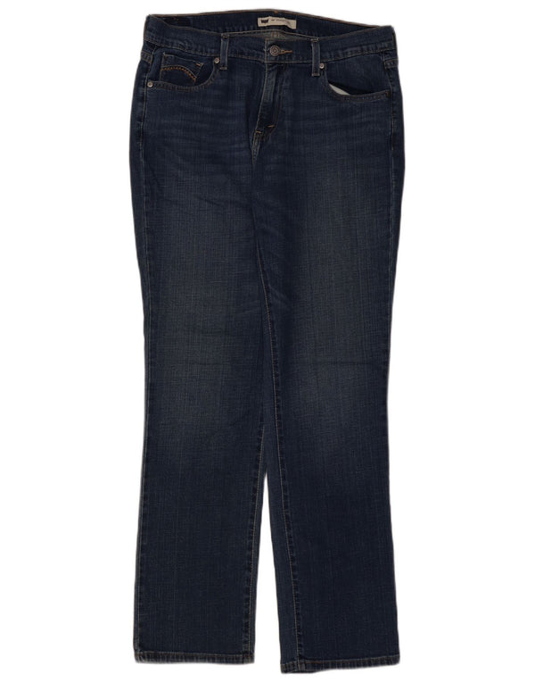 Calça jeans feminina Levi's 505 Straight US 12 grande W34 L32 azul algodão