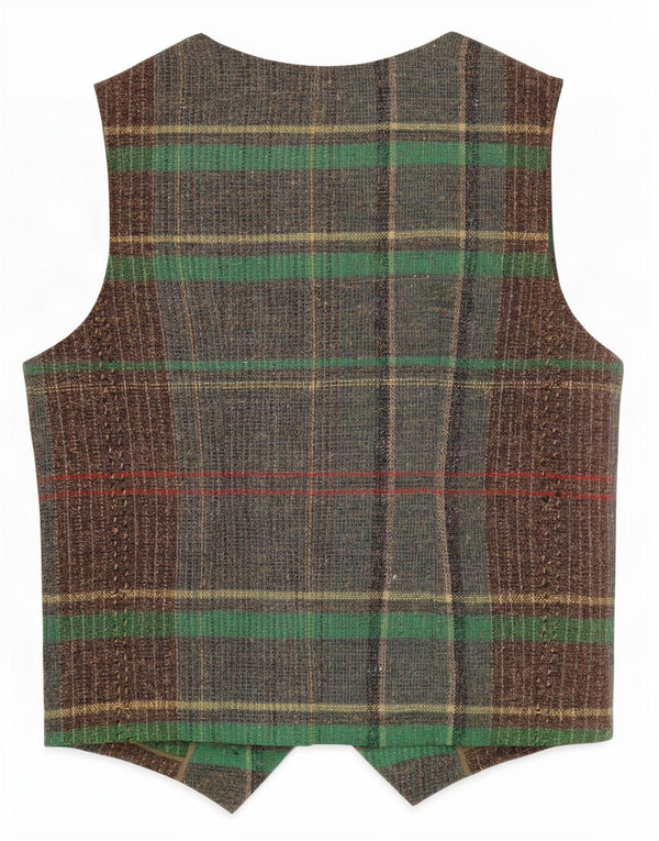 Colete feminino vintage UK 12 xadrez verde médio