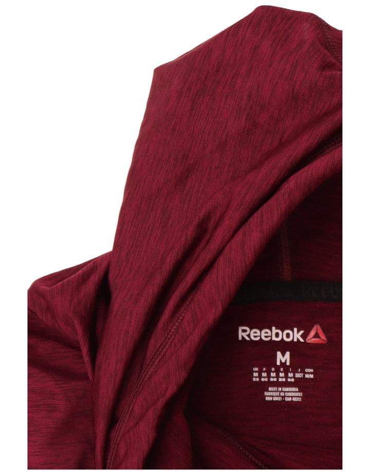 REEBOK moletom com capuz feminino UK 12/14 poliéster manchado marrom médio