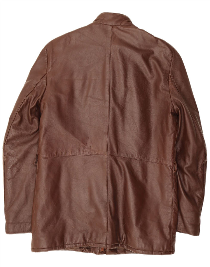 Jaqueta de couro masculina vintage IT 46 pequena marrom