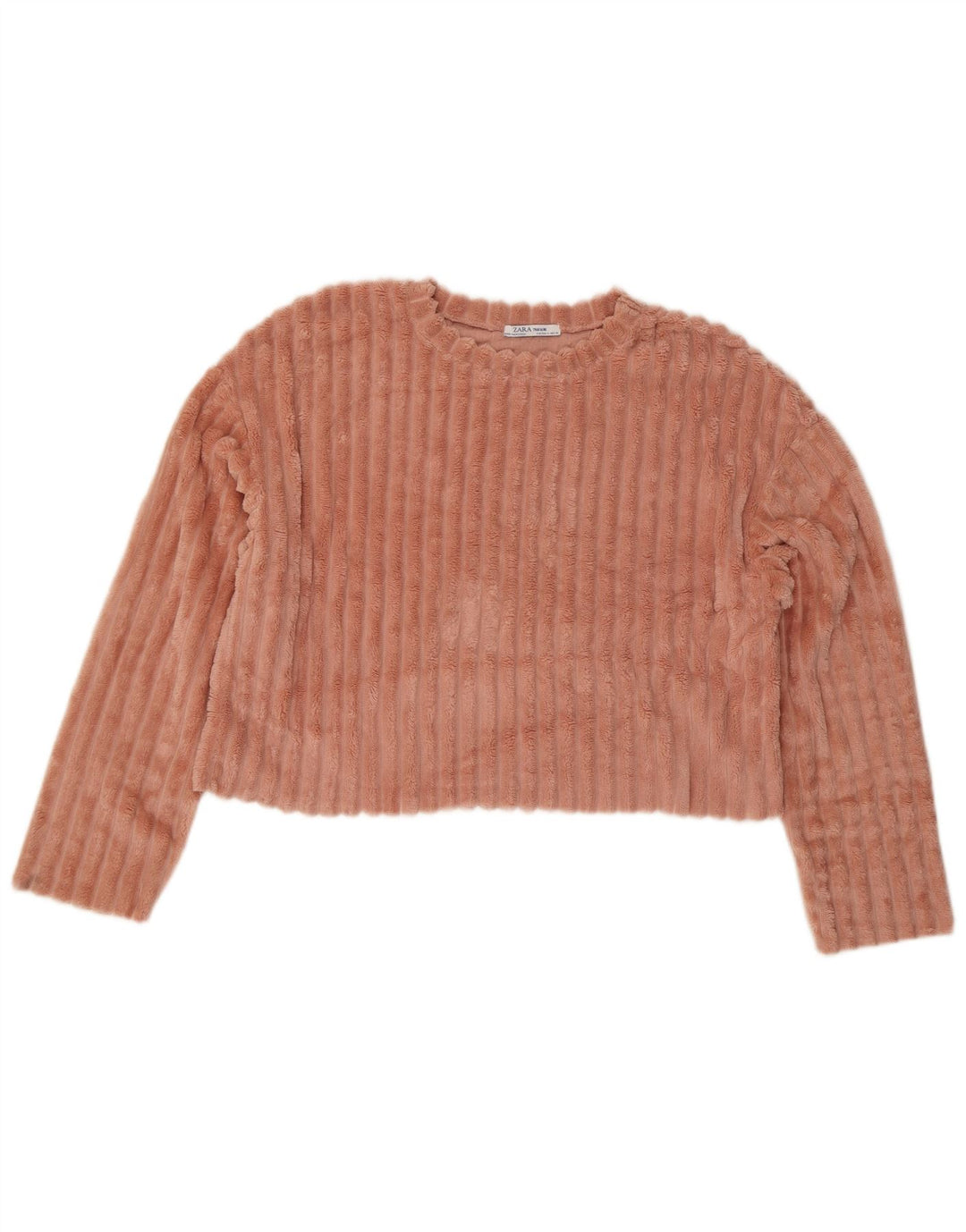Zara blusa feminina cropped de veludo oversized Reino Unido 10 pequena rosa poliéster