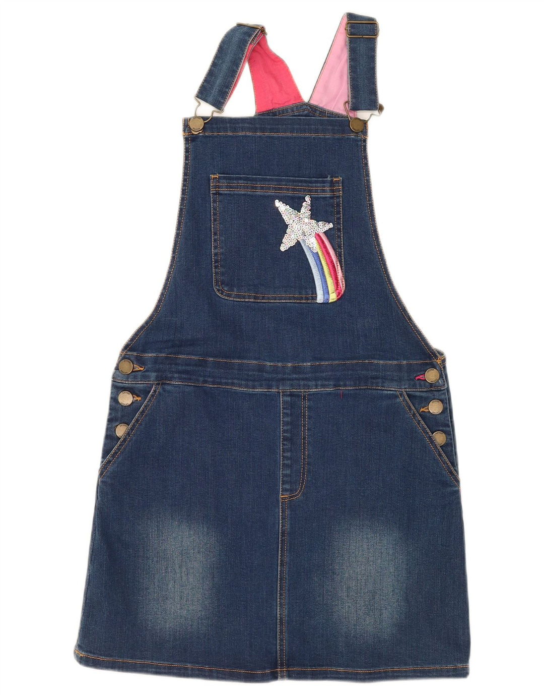 JOULES Vestido jeans para meninas 11-12 anos algodão azul