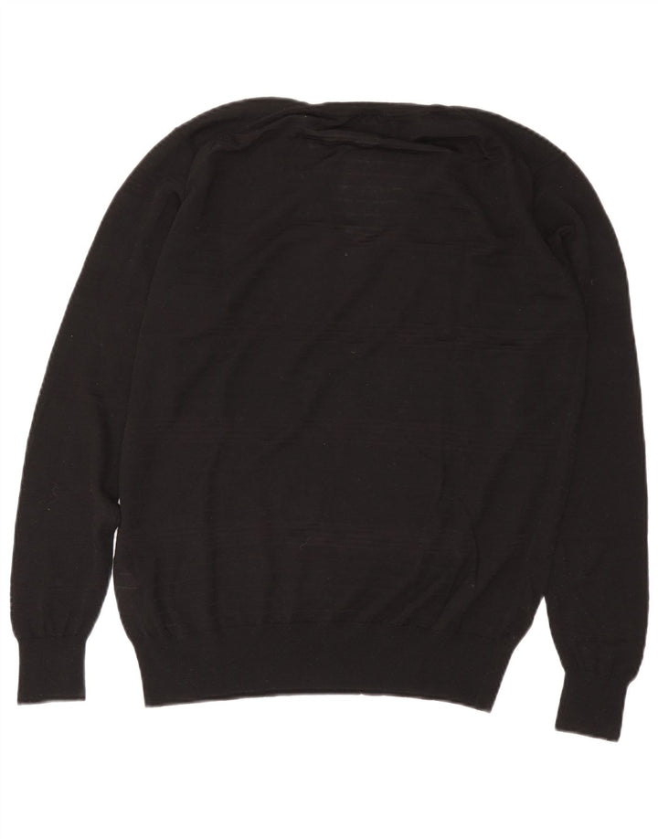 Zara Suéter masculino transparente com decote em V XL lã preta