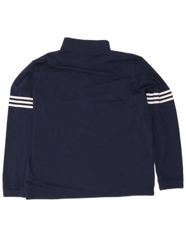 Adidas Mens Zip Neck Pullover Tracksuit Top XL Navy Blue Polyester