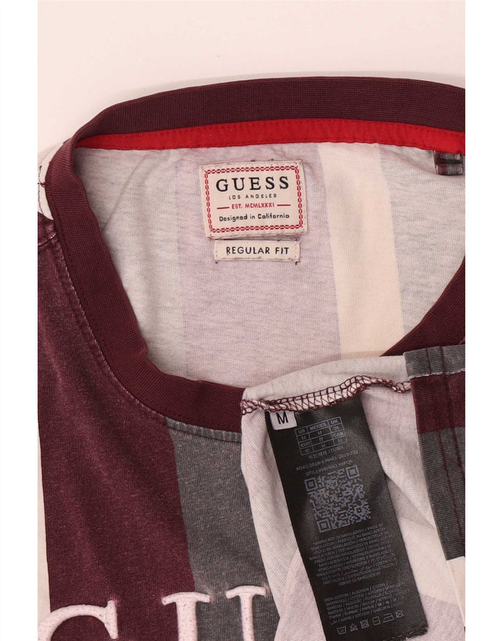 Camiseta masculina Guess Regular Fit com estampa gráfica média listrada multicolorida