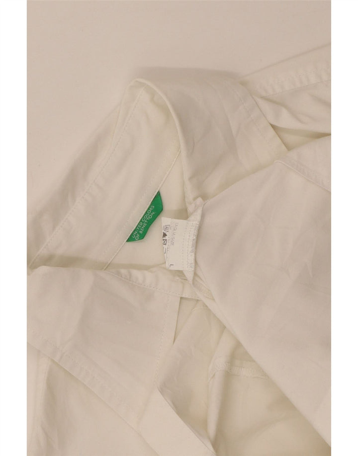 Camisa Benetton Mulher UK 14 Grande Branca