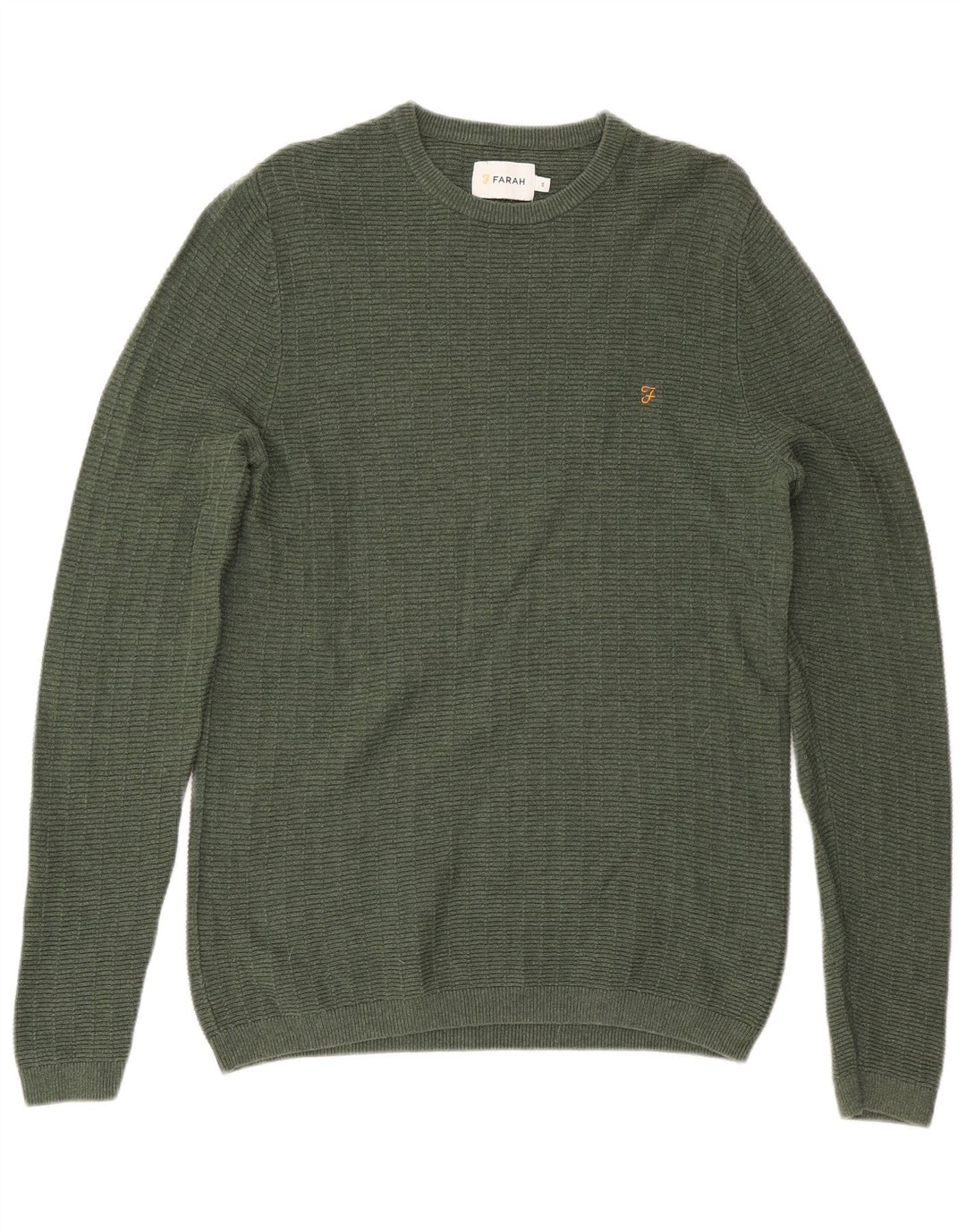 Suéter masculino Farah com gola redonda e algodão verde pequeno