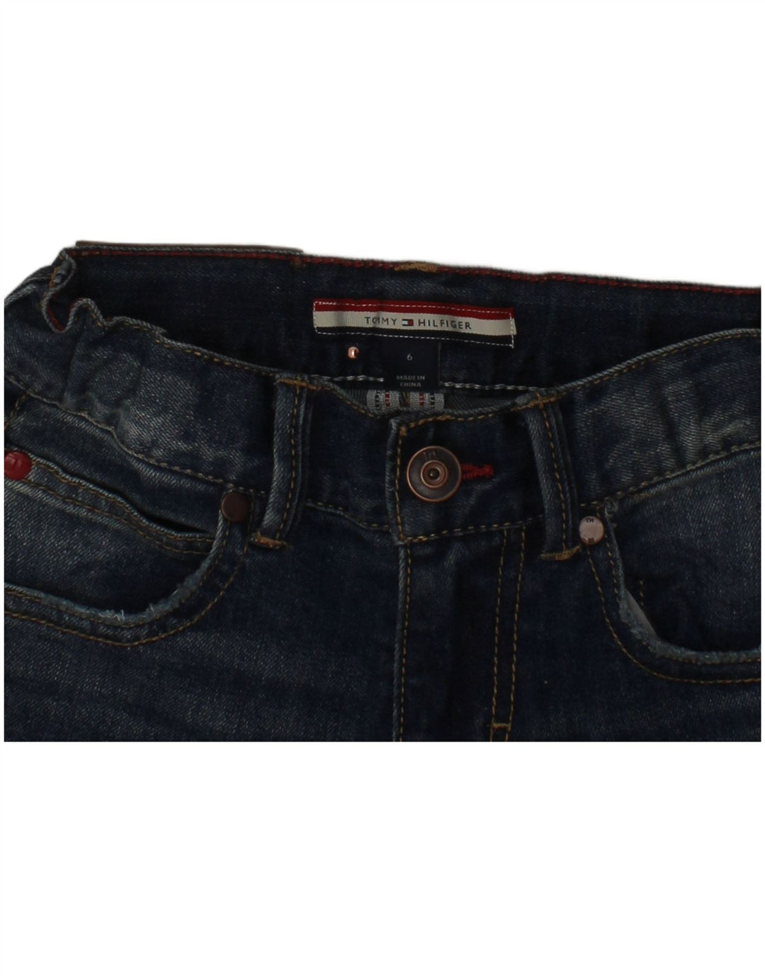 TOMMY HILFIGER Meninos jeans retos desgastados 5-6 anos W24 L20 Azul