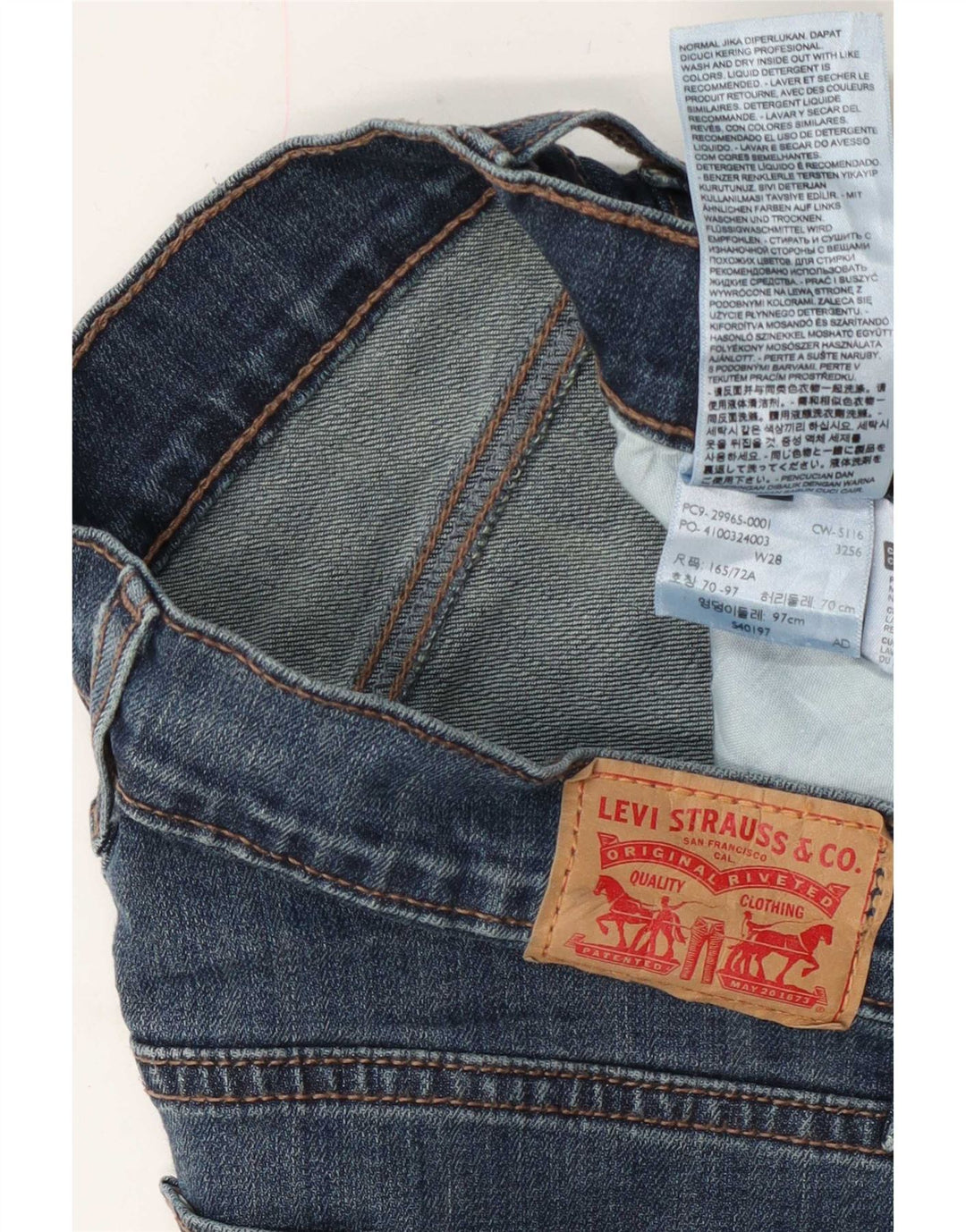 Shorts jeans feminino Levi's W28 algodão azul médio
