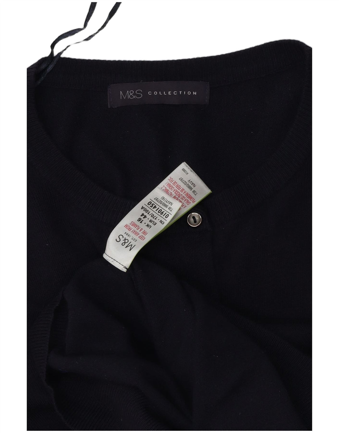 Suéter cardigã feminino Marks & Spencer Reino Unido 16 grande viscose azul marinho