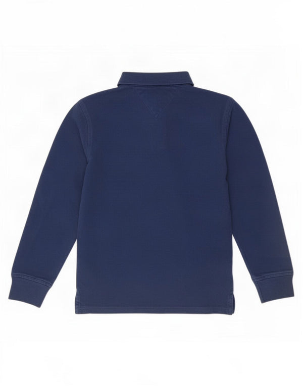 Camisa polo masculina de manga comprida Tommy Hilfiger 9-10 anos azul marinho algodão