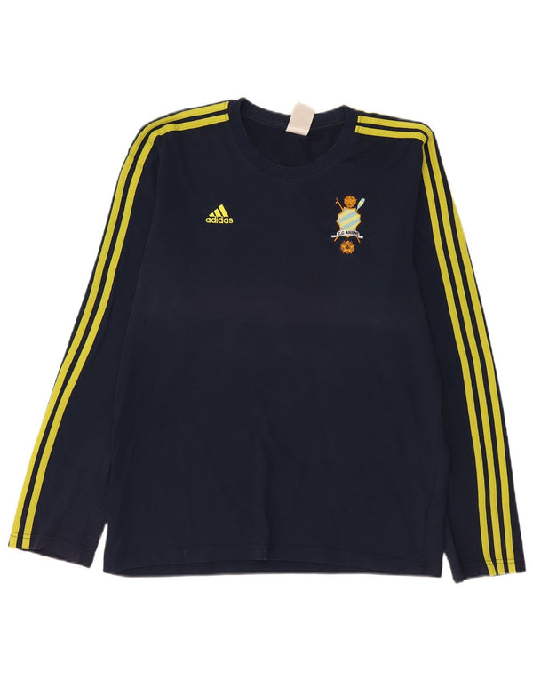 Adidas Mens Climalite Graphic Top Manga Longa Médio Algodão Azul Marinho