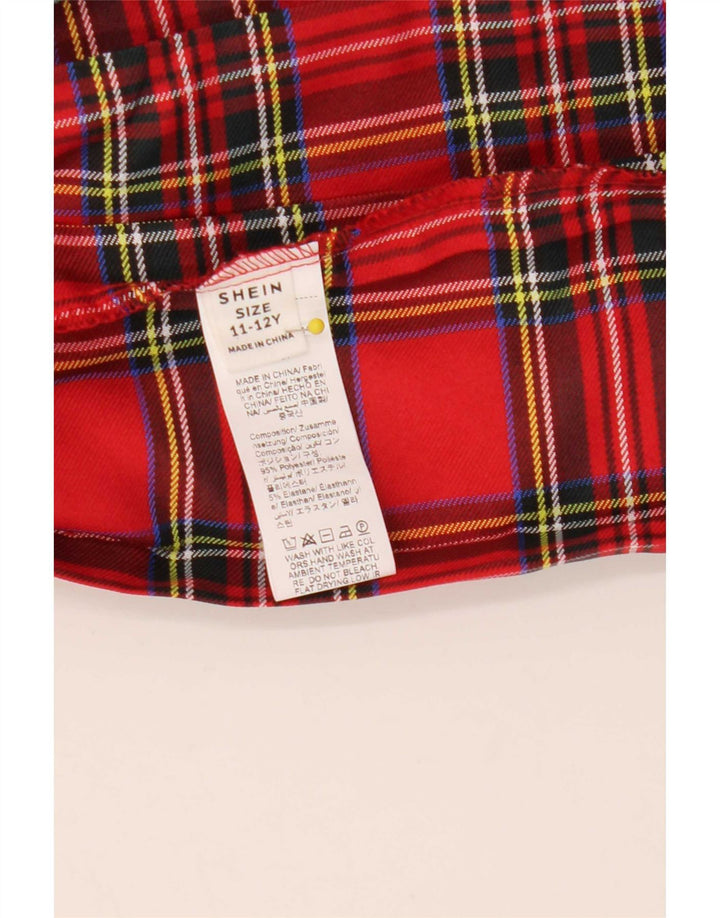 Saia plissada feminina Shein 11-12 anos W25 poliéster xadrez vermelho