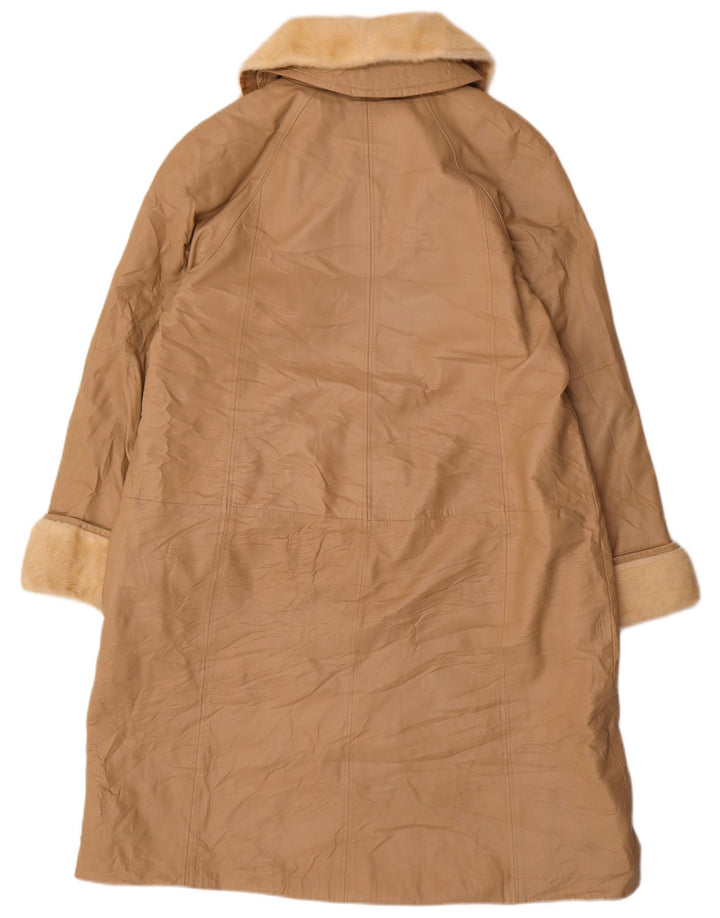 Casaco feminino de couro superdimensionado VINTAGE IT 46 couro bege grande