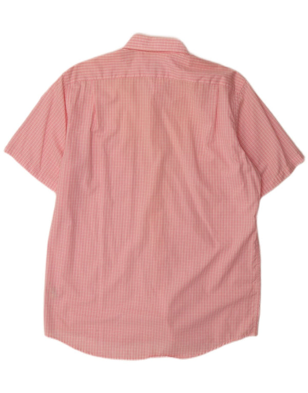 Camisa masculina de manga curta Lacoste tamanho 42 grande algodão guingão rosa