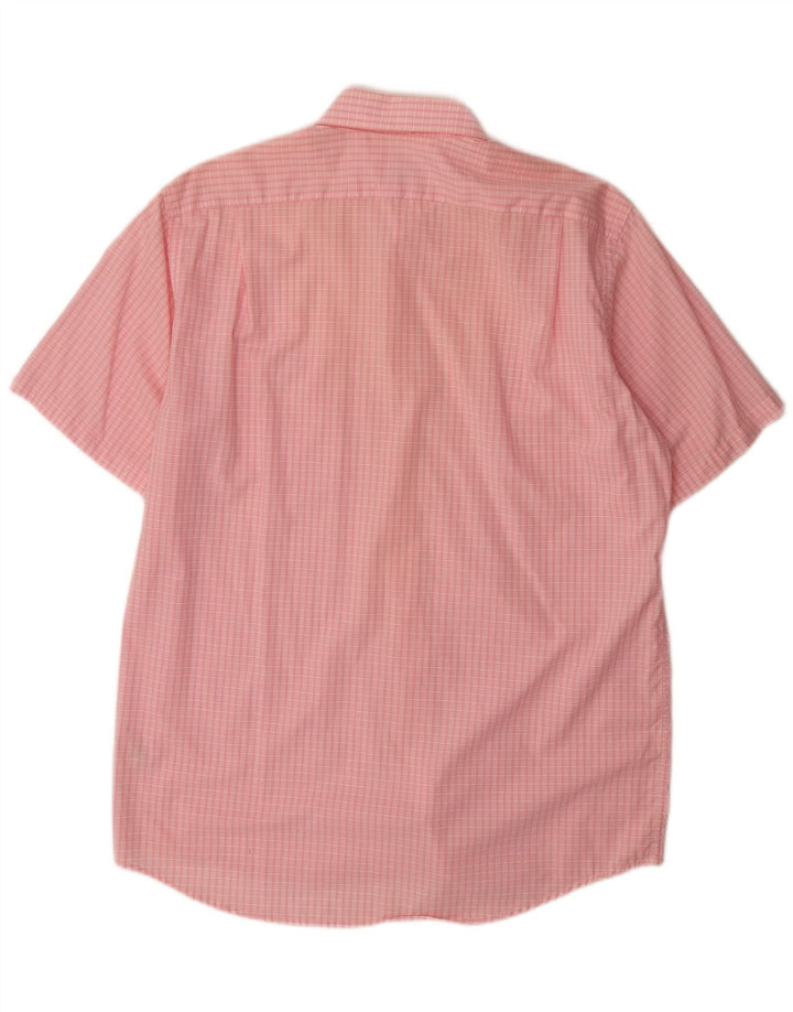 Camisa masculina de manga curta Lacoste tamanho 42 grande algodão guingão rosa