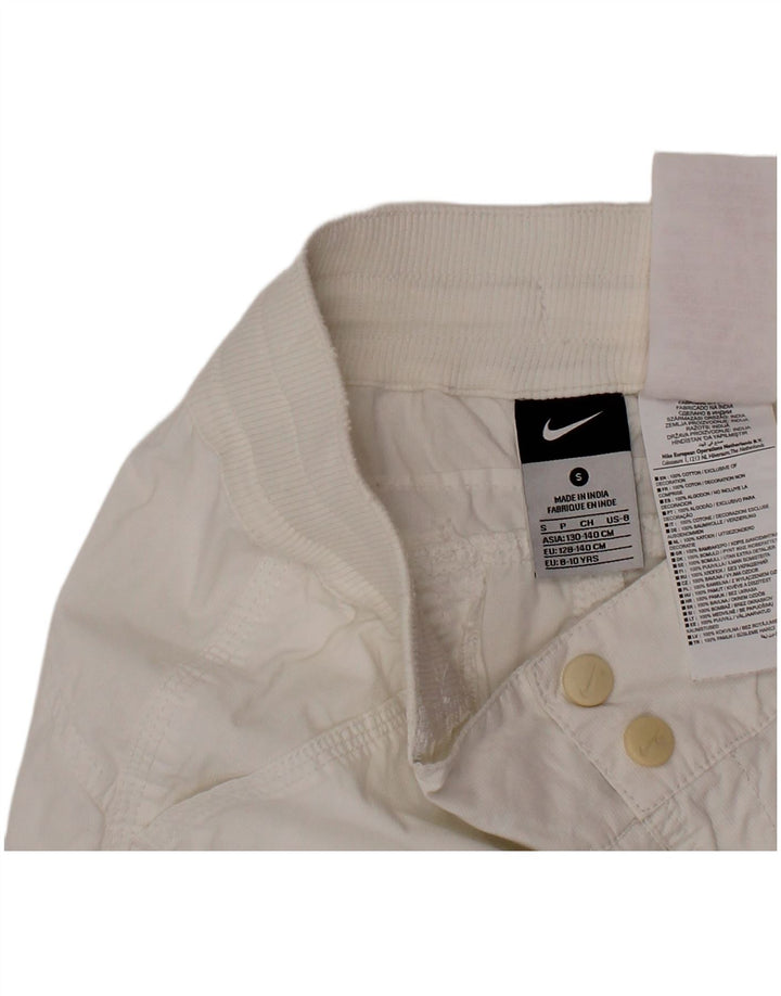 NIKE Meninos Chino Shorts 8-9 Anos Pequeno W26 Algodão Branco