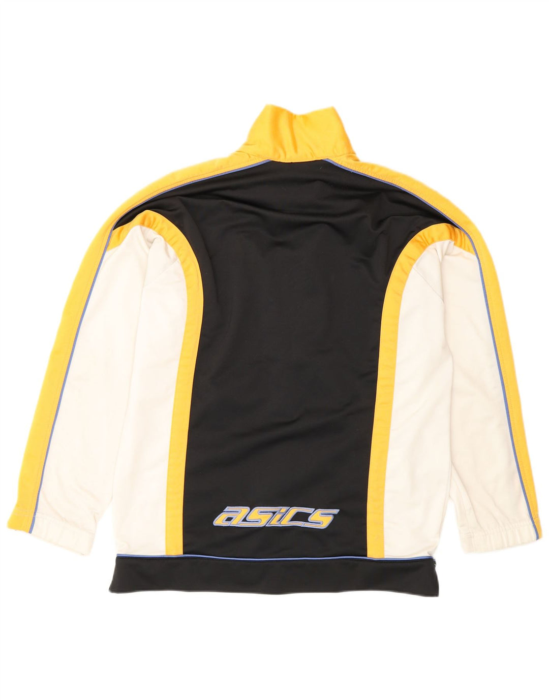 ASICS Boys Graphic Tracksuit Top Jacket 14-15 Years Black Colourblock