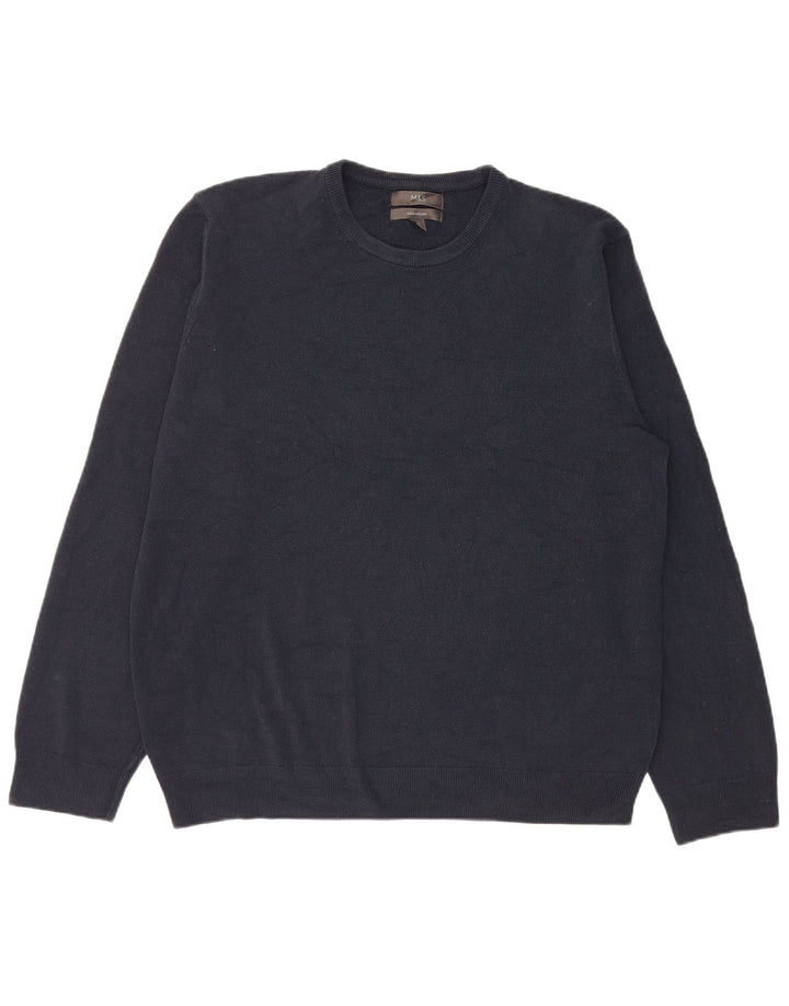 Suéter masculino Marks & Spencer com gola redonda 2XL azul marinho acrílico