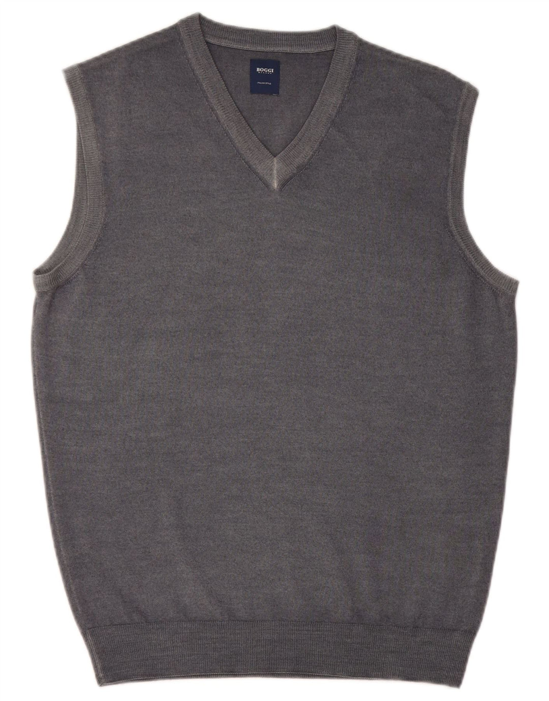 Boggi Mens Vest Tank Top cinza médio lã nova