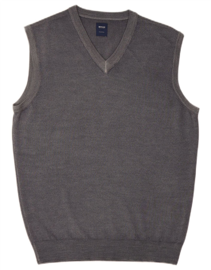 Boggi Mens Vest Tank Top cinza médio lã nova